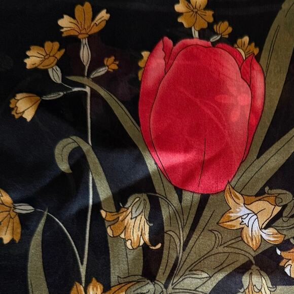 NWT Gai Mattiolo Silk Scarf Shawl Botanicals Florals Butterfly Dragonfly READ - Picture 3 of 9